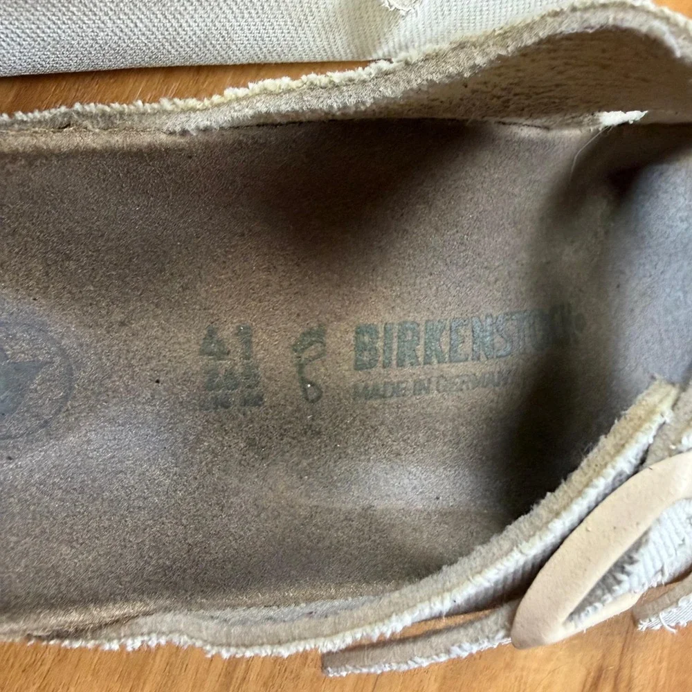 Birkenstock Arizona Canvas Sandals Cream Off White Mens 41 US 8-8.5 Slide Cork